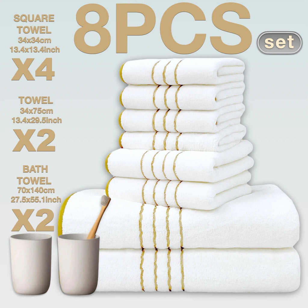 8pcs Luxury Hotel High Quality Cotton Bath Towel Set, Including Soft  Absorbent Quick-Drying Set, Suitable for Bathroom.