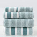 6 Pcs Striped Quick-Dry Absorbent Towel Set - 2 Bath Towels 2 Face Towels 2 Washcloths, Soft Bathroom Linens for Home Hotel, Bul