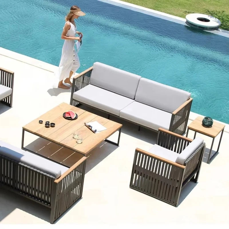Factory Wholesale Aluminum Outdoor Beach Waterproof Sofa Garden Sectional Furniture Set Garden Outdoor Furniture Set
