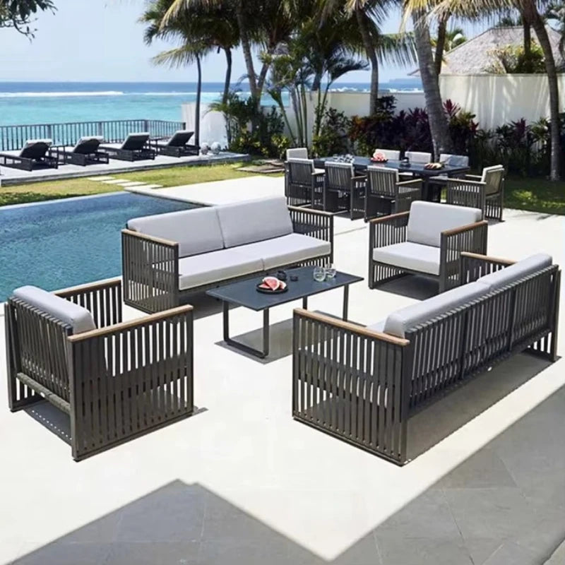 Factory Wholesale Aluminum Outdoor Beach Waterproof Sofa Garden Sectional Furniture Set Garden Outdoor Furniture Set